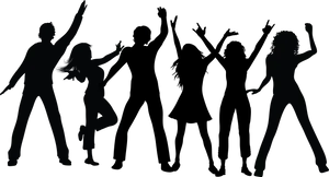 Silhouetted Group Celebration PNG image