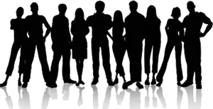 Silhouetted_ Group_ People_ Standing_ Together PNG image