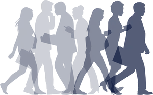 Silhouetted Group Walking PNG
