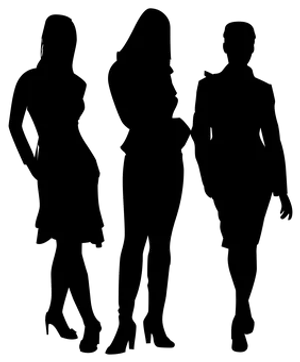 Silhouetted Team Standing Together PNG