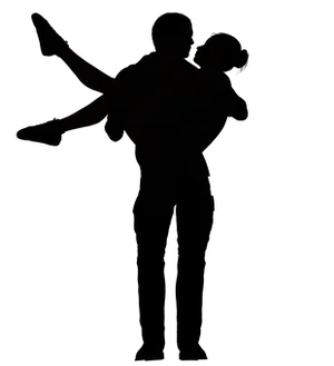 Silhouetteof Couple Embrace PNG image