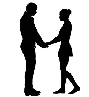 Silhouetteof Couple Holding Hands