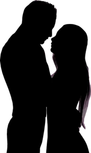Silhouetteof Couple Kissing PNG image
