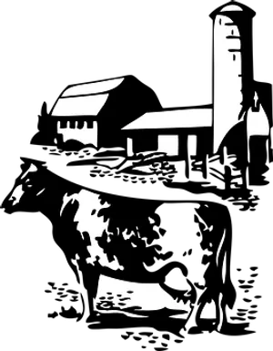 Silhouetteof Cowand Farm
