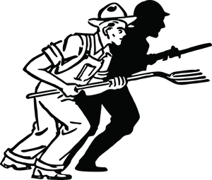 Silhouetteof Farmerwith Pitchfork