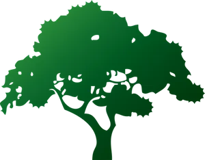 Silhouetteof Green Treeon Black Background