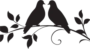 Silhouetteof Lovebirdson Branch PNG image