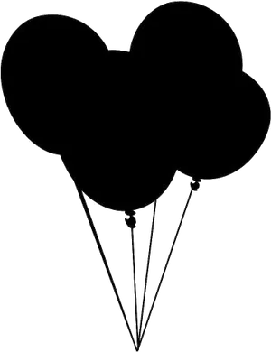 Silhouetteof Three Balloons PNG image