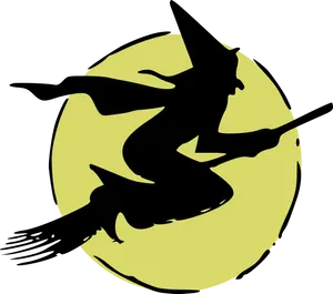 Silhouetteof Witchon Broomstick