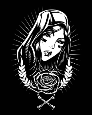 Silhouetteof Woman Against Sunburst