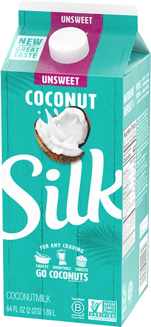 Silk Unsweetened Coconut Milk Carton PNG image