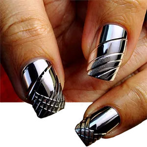 Silver Acrylic Nails Design Ideas Png Hby PNG image