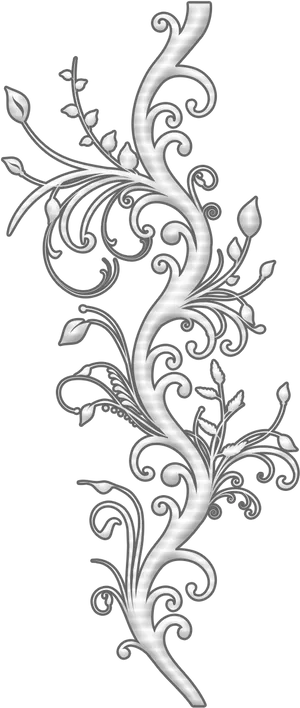 Silver Arabesque Floral Design PNG image