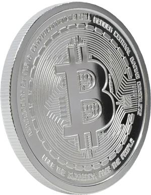 Silver Bitcoin Commemorative Coin PNG image