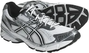 Silver Black Running Shoe PNG image