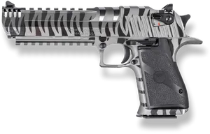 Silver Black Striped Desert Eagle PNG