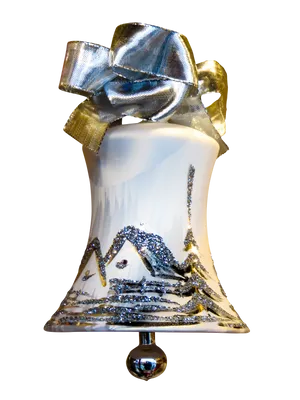 Silver Bowed Christmas Bell Ornament