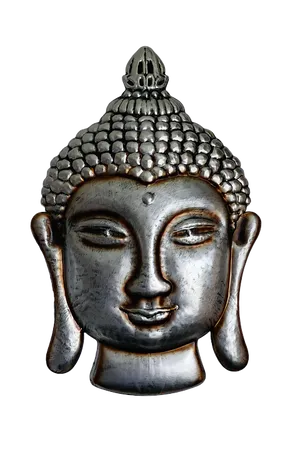 Silver Buddha Head Sculpture PNG image