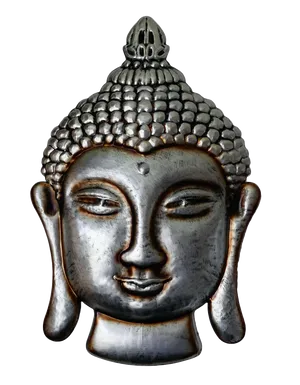Silver Buddha Head Sculpture PNG image