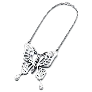 Silver Butterfly Necklace PNG Fnl64 PNG