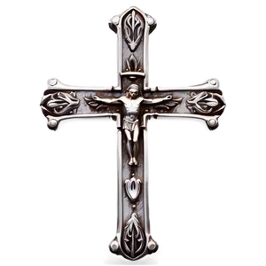 Silver Catholic Cross Artwork Png 81 PNG image