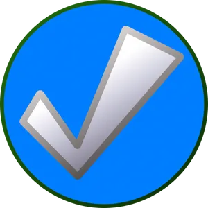 Silver Checkmark Blue Circle PNG image