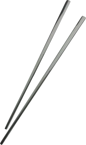 Silver Chopsticks Angled View PNG