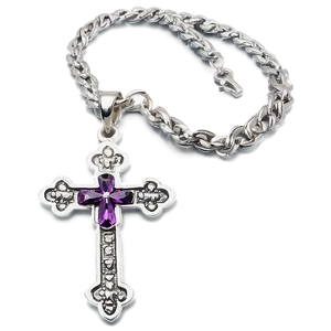 Silver Cross Necklace PNG 42