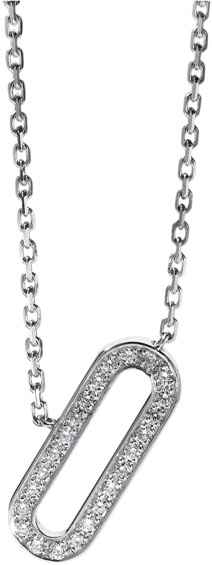 Silver Diamond Paperclip Pendant Chain PNG image