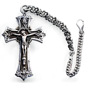 Silver Fancy Cross PNG Cjn57 PNG