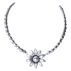 Silver Flower Necklace PNG 06282024