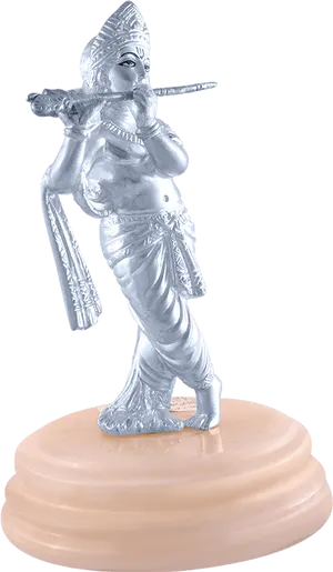 Silver Flute Player Statue PNG