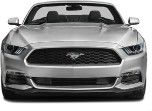 Silver Ford Mustang Convertible Front View PNG