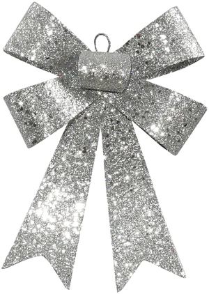 Silver Glitter Bow Decoration PNG image