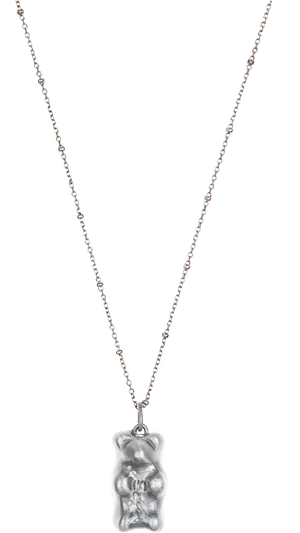 Silver Gummy Bear Pendant Necklace PNG image