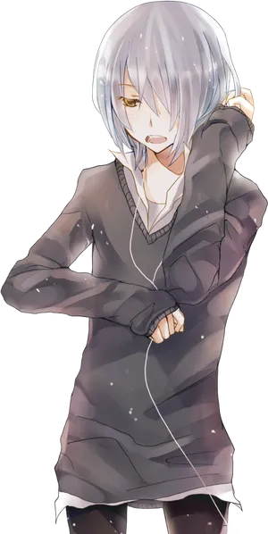 Silver Haired Anime Boy Emotional Expression