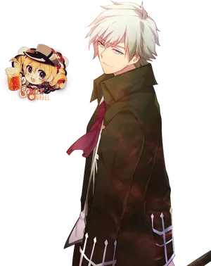 Silver Haired Anime Boy Smirk PNG image