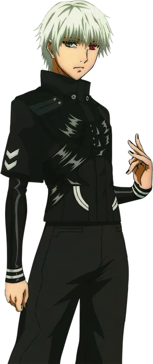 Silver Haired Anime Character Black Uniform