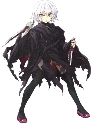 Silver Haired Anime Characterwith Sword PNG image