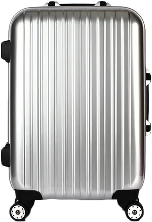Silver Hardshell Suitcaseon White Background PNG