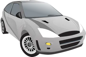 Silver Hatchback Car Illustration