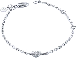 Silver Heart Diamond Bracelet PNG image