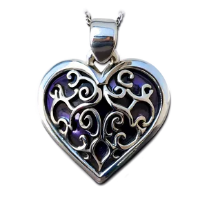 Silver Heart Pendant Png 06282024 PNG image