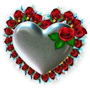 Silver Heart With Flowers PNG 39 PNG