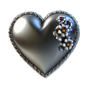 Silver Heart With Flowers PNG Gfr PNG