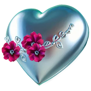 Silver Heart With Flowers PNG Lve PNG