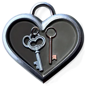 Silver Heart With Keys PNG 17 PNG