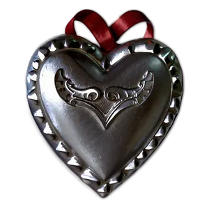 Silver Heart With Ribbon PNG 06282024