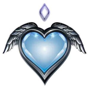 Silver Heart With Wings PNG 37