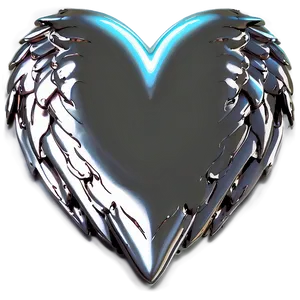 Silver Heart With Wings PNG 45